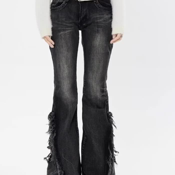 Denim Flared Jeans | Y2K Grunge Style | Streetwear Outfit | Alt